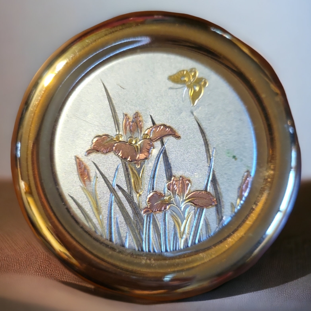 Vtg 24k Gold & Silver Dynasty Gallery Original Chokin Collection 🦋 Trinket Box